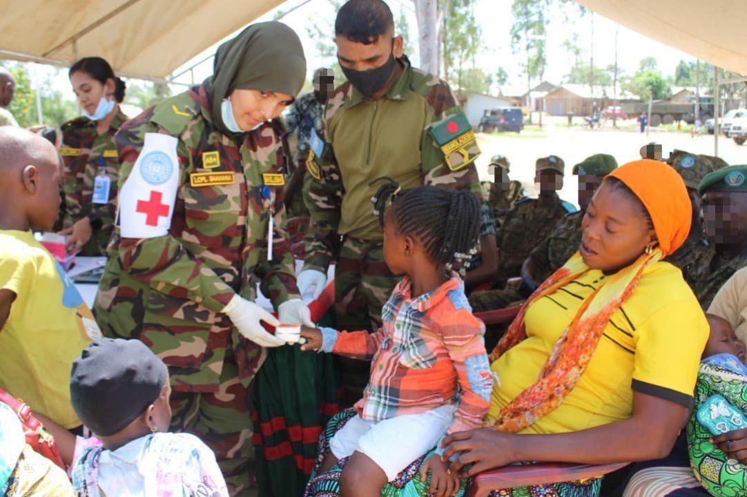 Les contingents bangladais de la la MONUSCO apportent une assistance médicale aux FARDC et à leurs familles à Bunia