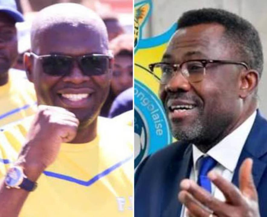 Jacques Kyabula,  président de Lupopo (à gauche) et Véron Mosengo-Omba,  nouveau président de la FECOFA (à droite)