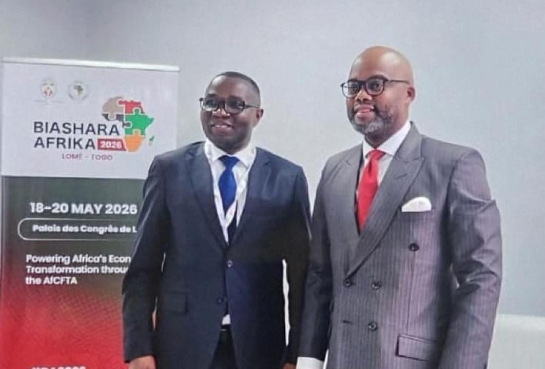 Le ministre du Commerce extérieur Julien Paluku Kahongya, avec le Secrétaire général de la ZLECAf, Wamkele Mene [photo d'illustration]