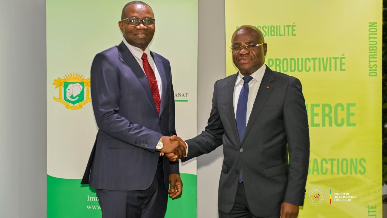 Le ministre du Commerce extérieur, Julien Paluku Kahongya, et son homologue ivoirien Ibrahim Kalil Konaté [photo d'illustration]