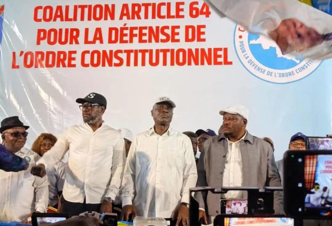 Les leaders de la coalition C64 lors du lancement officiel de leur plateforme a Kinshasa