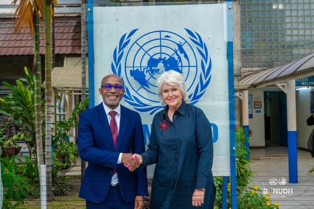 Patrice Vahard, Directeur pays du BCNUDH et l'ambassadrice française Isabelle Rome évoquent les défis majeurs des droits humains en RDC