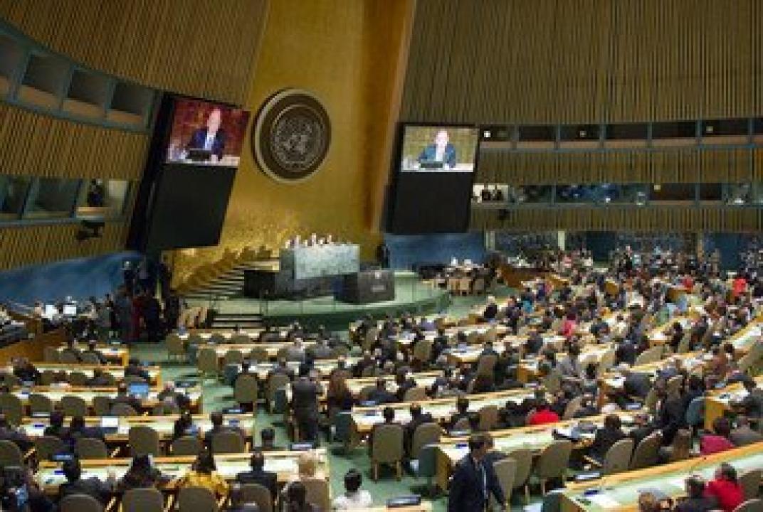 Une vue de la salle de l'Assemblée générale de l'ONU, au cours d’une réunion de haut niveau de l’Assemblée générale des Nations Unies sur le Sida [photo archives]