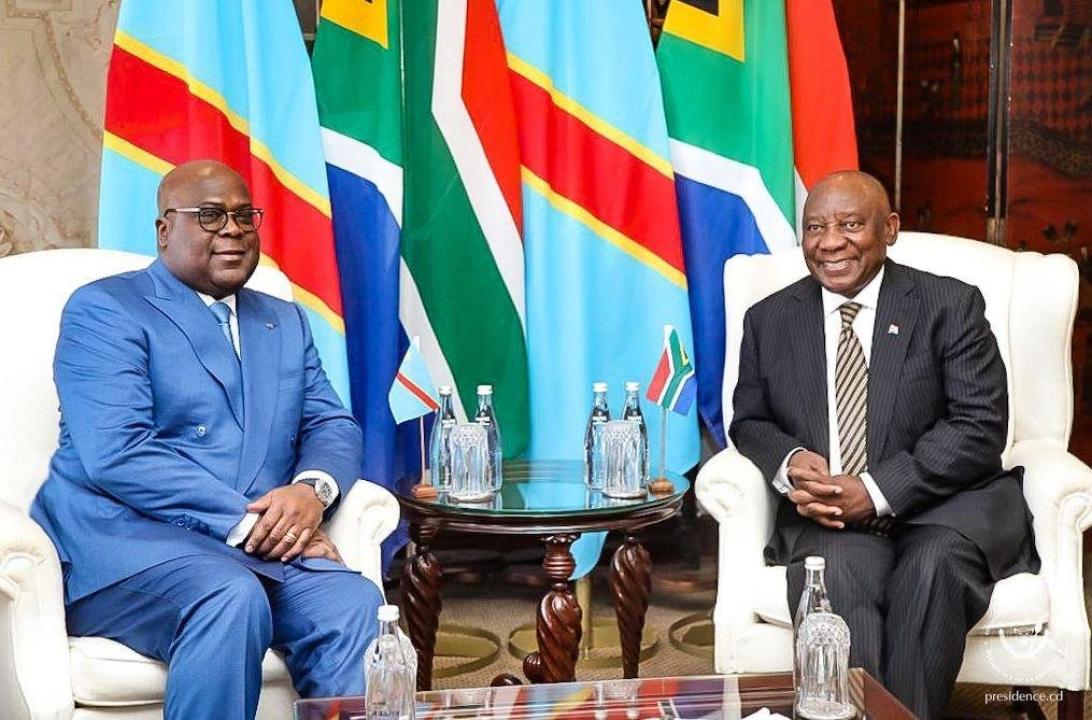 Le président de la République Félix-Antoine Tshisekedi Tshilombo et son homologue Sud-africain Ciryl Ramaphosa