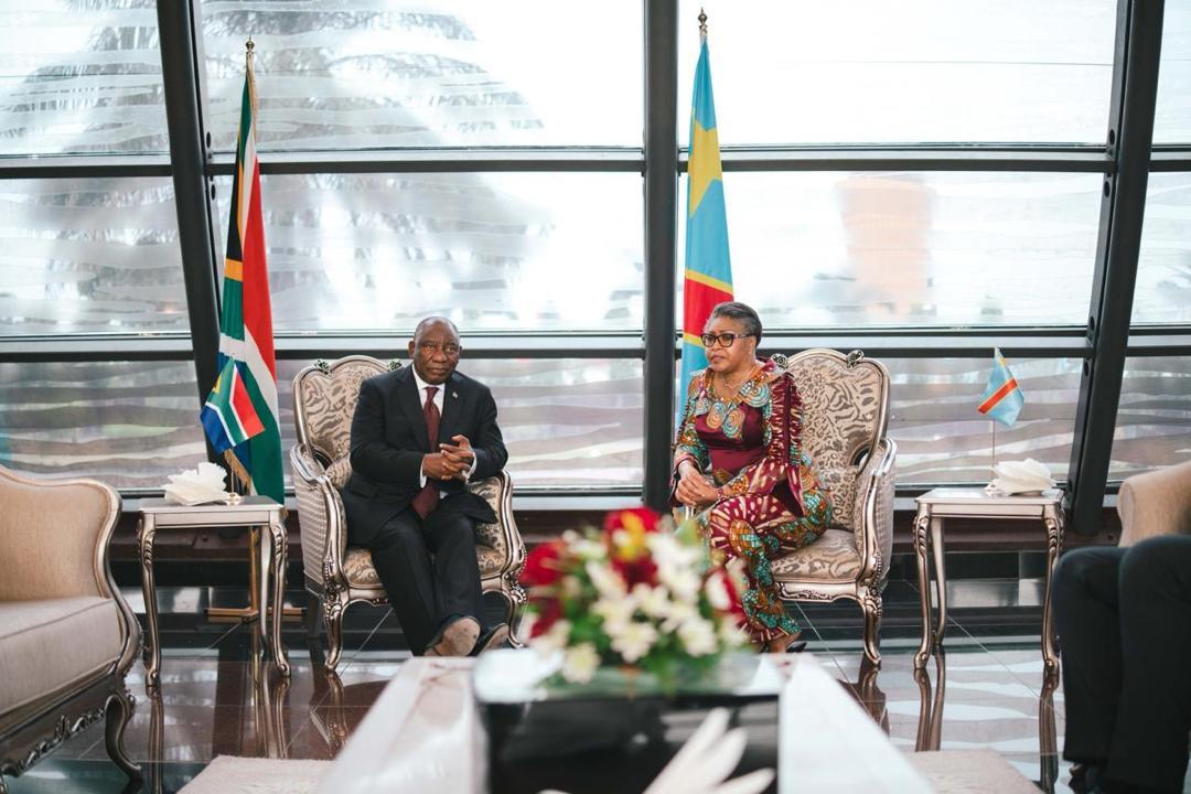 Échange entre la Première Ministre de la RDC, Judith Suminwa, et le Président Sud-africain Cyril Ramaphosa