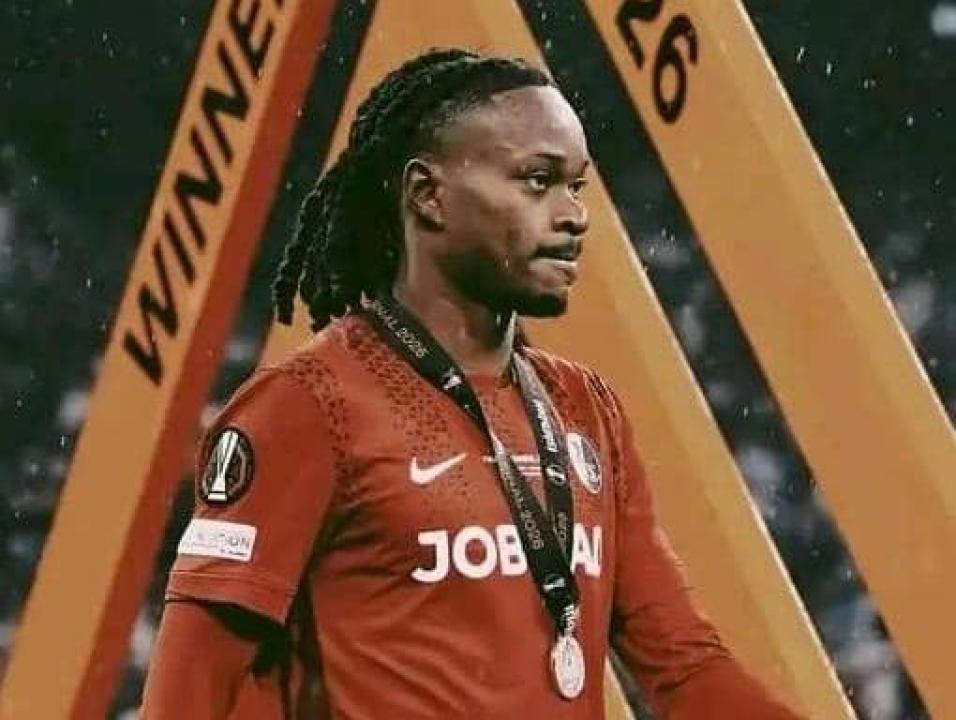 Jordy Makengo après la défaite de Freiburg face à Aston Villa en finale de la Ligue Europa.