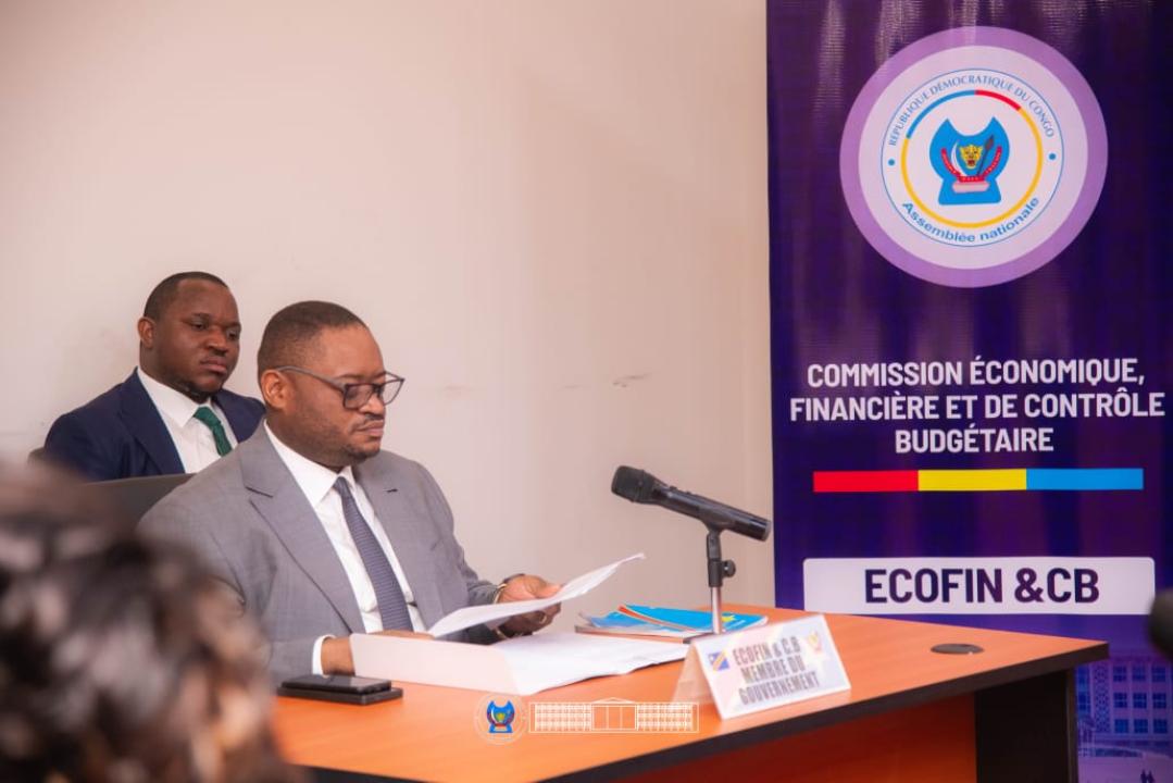Le ministre des Finances Doudou Fwamba devant la commission Ecofin et Budget de l’Assemblée nationale, mardi 07 juillet 2026