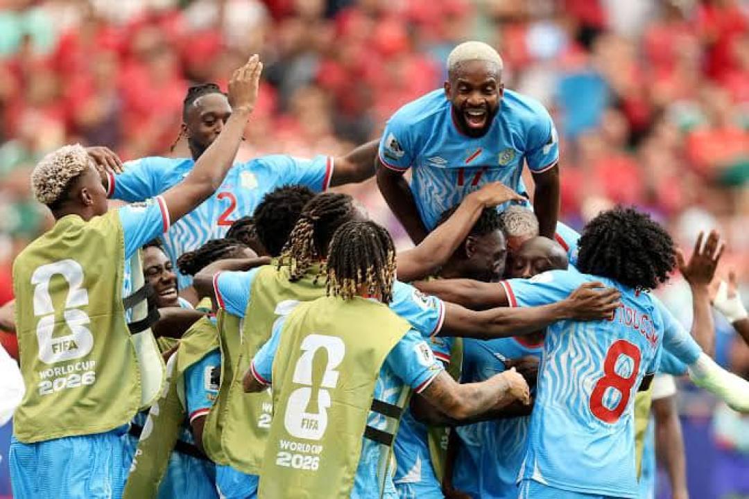 Les Léopards célébrant le but égalisateur de la RDC face au Portugal, le 17 juin 2026 dernier à Houston.