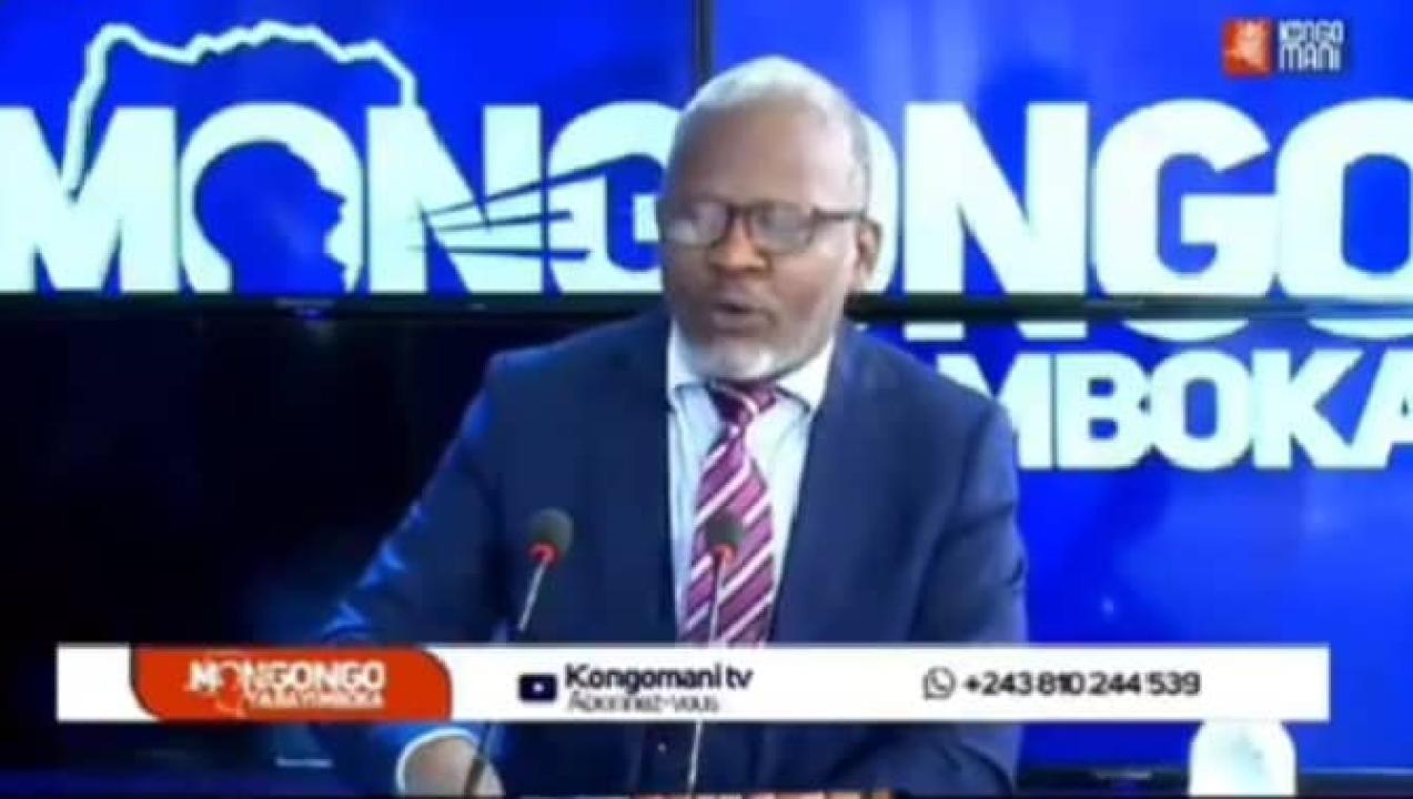 Alain Bolodjwa, membre de la Coalition Article 64, lors de son passage sur le plateau de Kongo Maní Tv