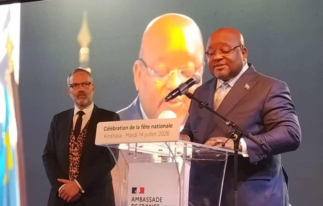 Le président de l’Assemblée nationale, Aimé Boji, aux côtés de l’ambassadeur de France en RDC, Rémi Maréchaux [photo d’illustration]