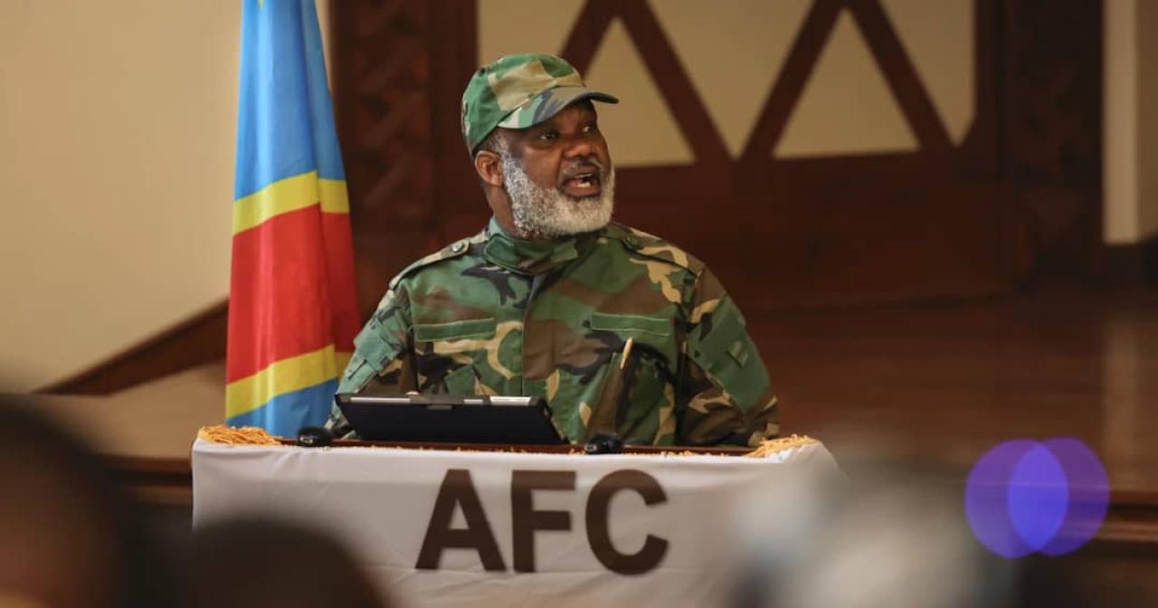 Corneille Nangaa, chef de la plateforme politico-militaire AFC, lors d'une conférence de presse à Goma [photo d'illustration]