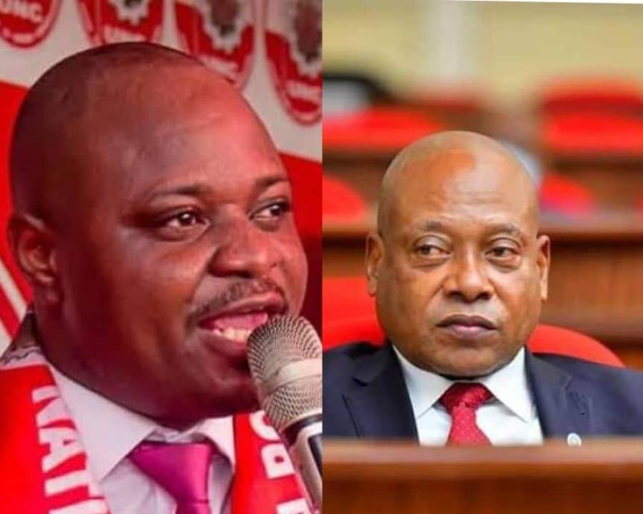 Le secrétaire général de l'UNC, Billy Kambale et le président national du PT, Steve Mbikayi