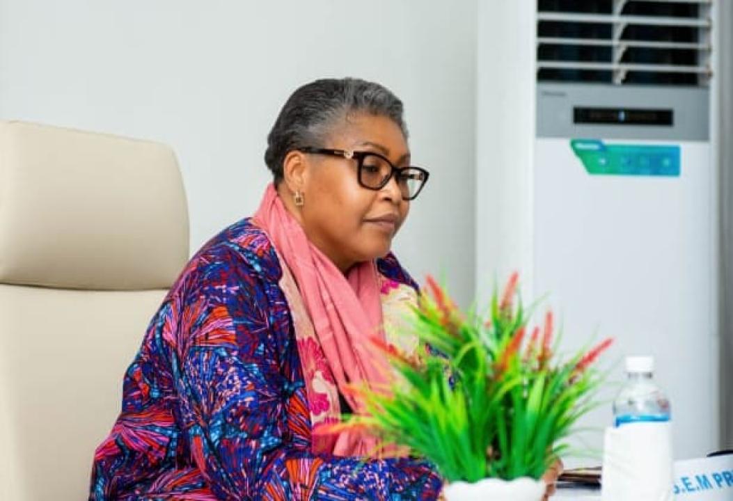 La première ministre Judith Suminwa lord d'un point de presse à Kisangani [photo d'illustration]