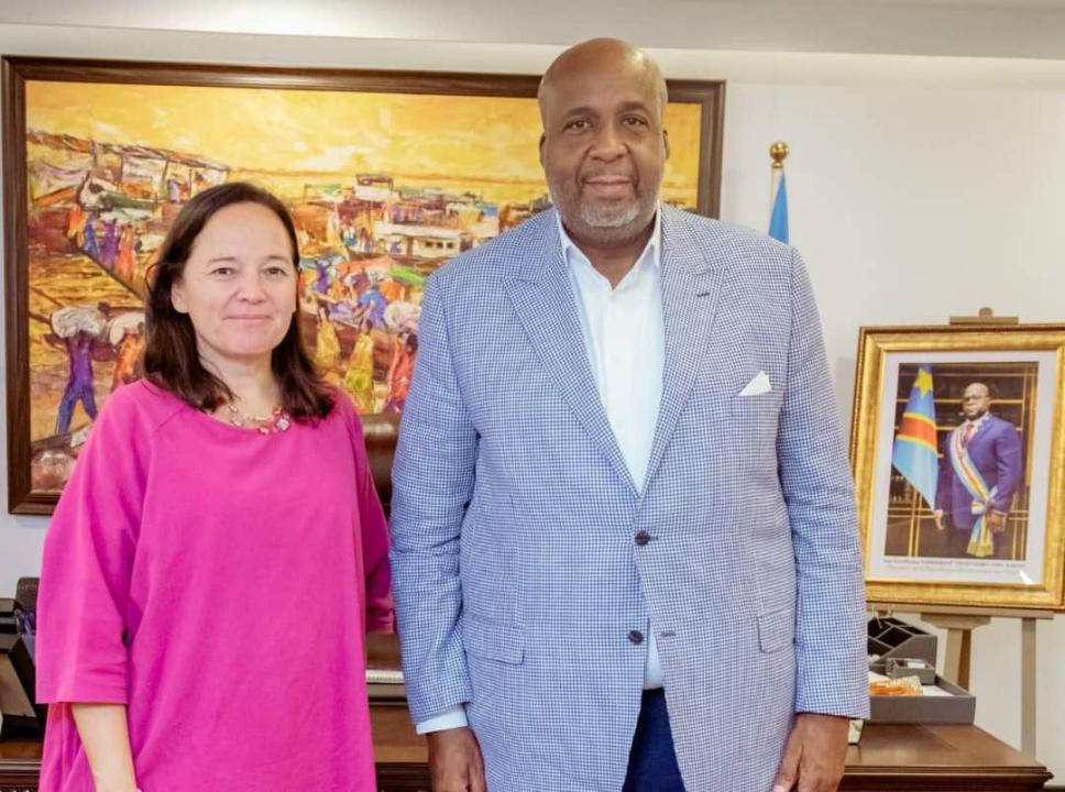 L’ambassadrice de la Belgique en RDC,  Roxane Bilderling,  reçue par le ministre Aimé Molendo Sakombi