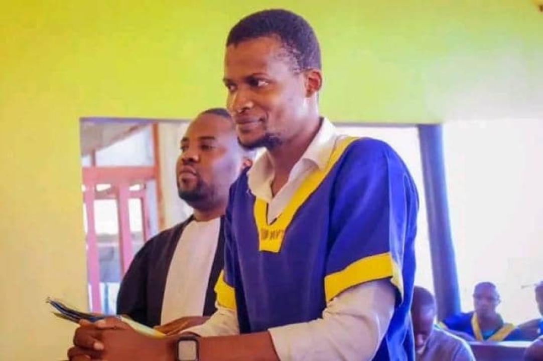 L'opposant congolais Nathanaël Onokomba lors d'une audience à la Cour militaire