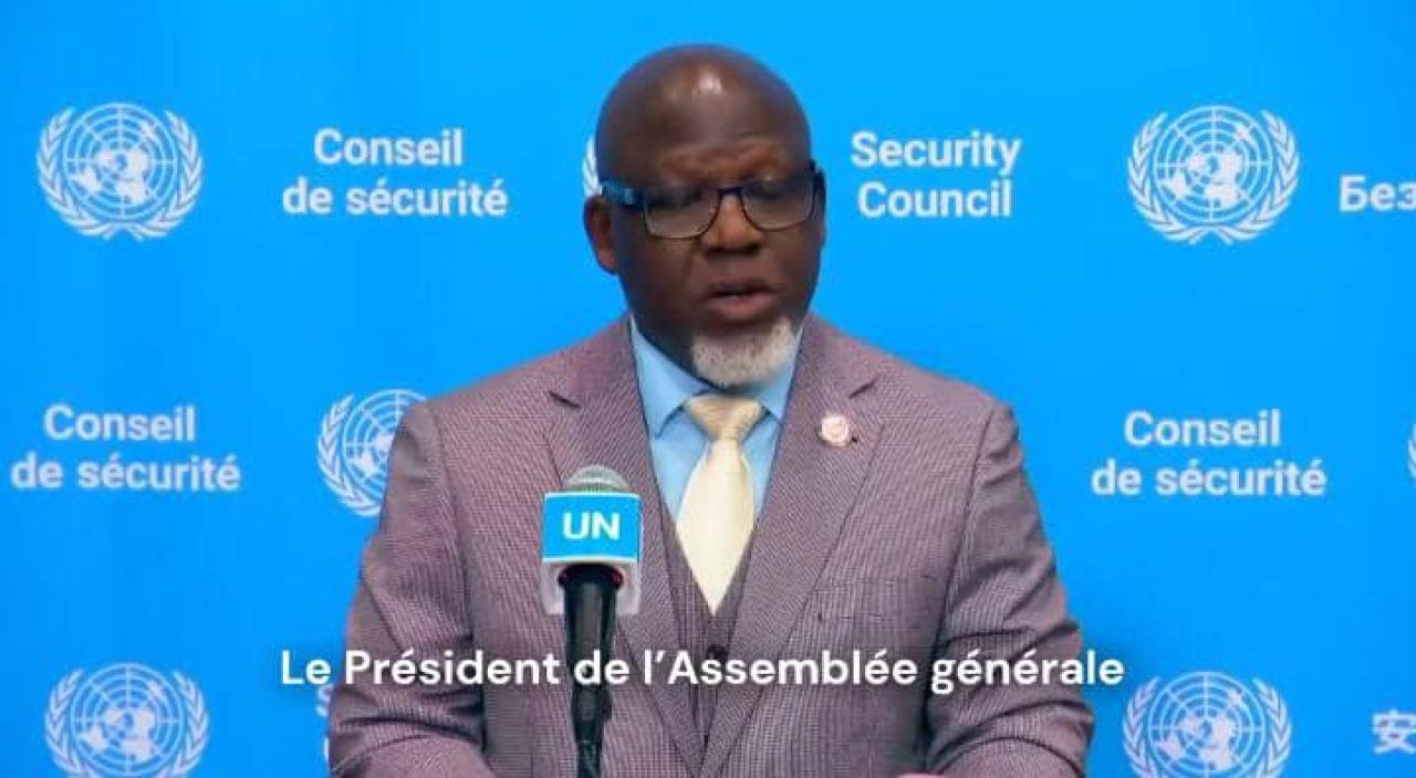 L'ambassadeur Zénon MukongoNgay, Représentant de la RDC auprès de l'ONU, lors d’un point de presse après le premier vote indicatif pour le Secrétaire général de l'ONU [photo d'illustration]