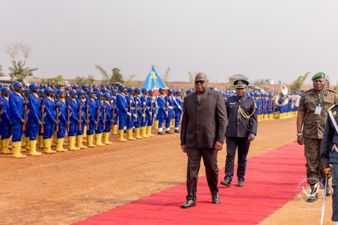 Le Président Félix Tshisekedi passe en revue les troupes du Service national à Kaniama-Kasese [photo d'illustration]