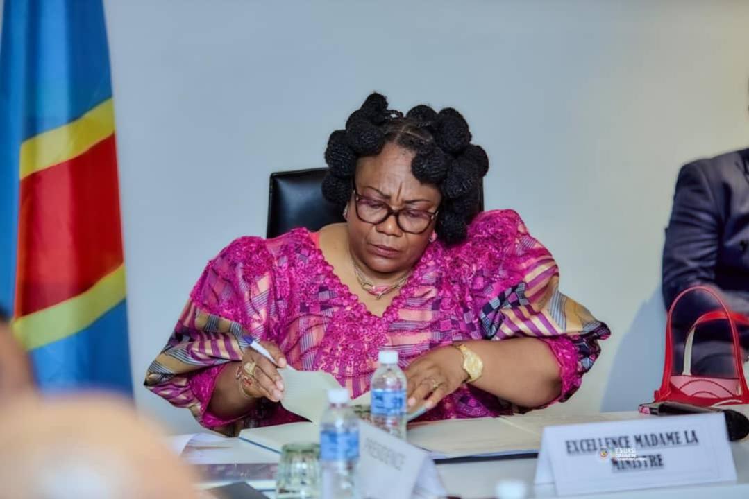 La ministre de l’ESURSI, Marie-Thérèse Sombo, lors des travaux du Conseil national de sécurité nucléaire [photo d'illustration]