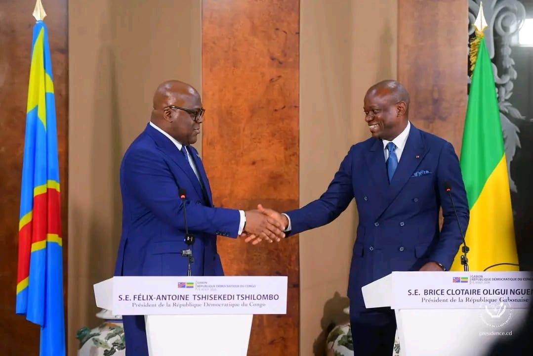 Félix Tshisekedi et son homologue Brice-Clotaire Oligui Nguema [photo d'illustration]