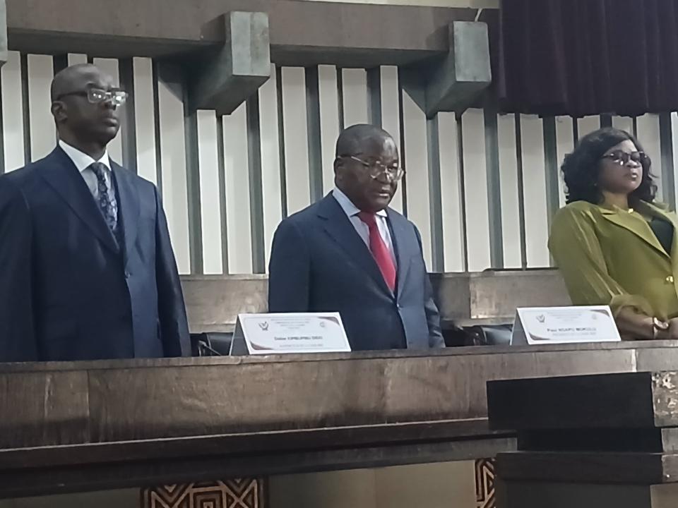 Paul Nsapu, président de la CNDH, entouré de membres de son bureau lors de l'ouverture de la 2e session ordinaire de l'Assemblée plénière de la CNDH pour l'année 2026