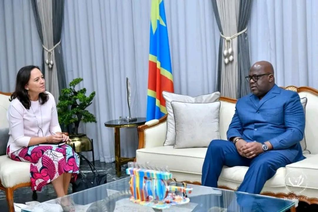 Le président Félix Tshisekedi et l’ambassadrice de Belgique en RDC, Roxane de Bilderling [photo d'illustration]