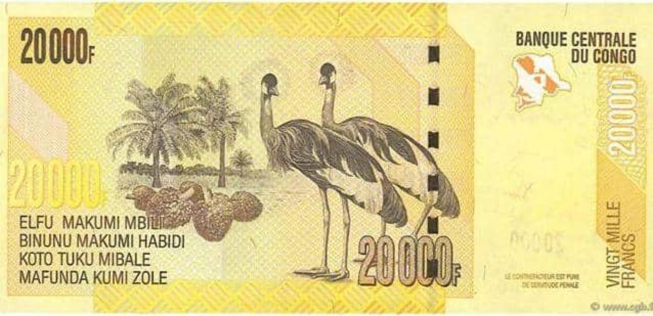 Un billet de 20 000 francs congolais