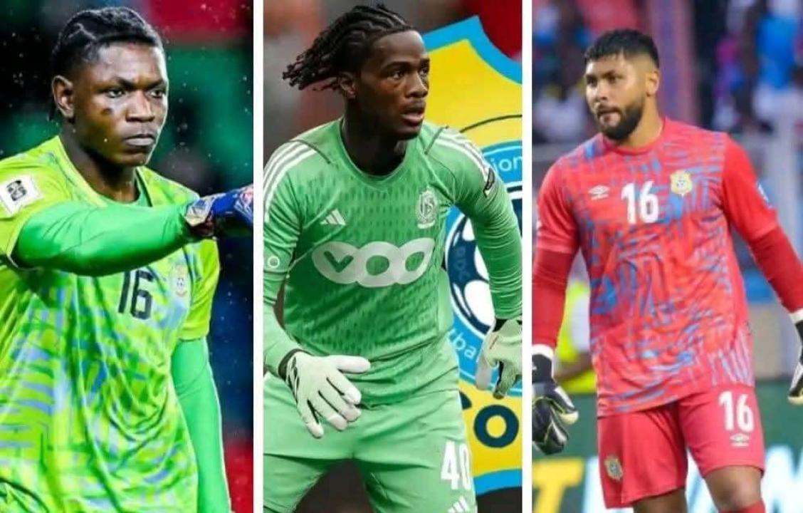 Timothy FAYULU, Matthieu EPOLO et Dimitri BERTAUD, tous gardiens des léopards et prétendant remplacer Lionel MPASI blessé