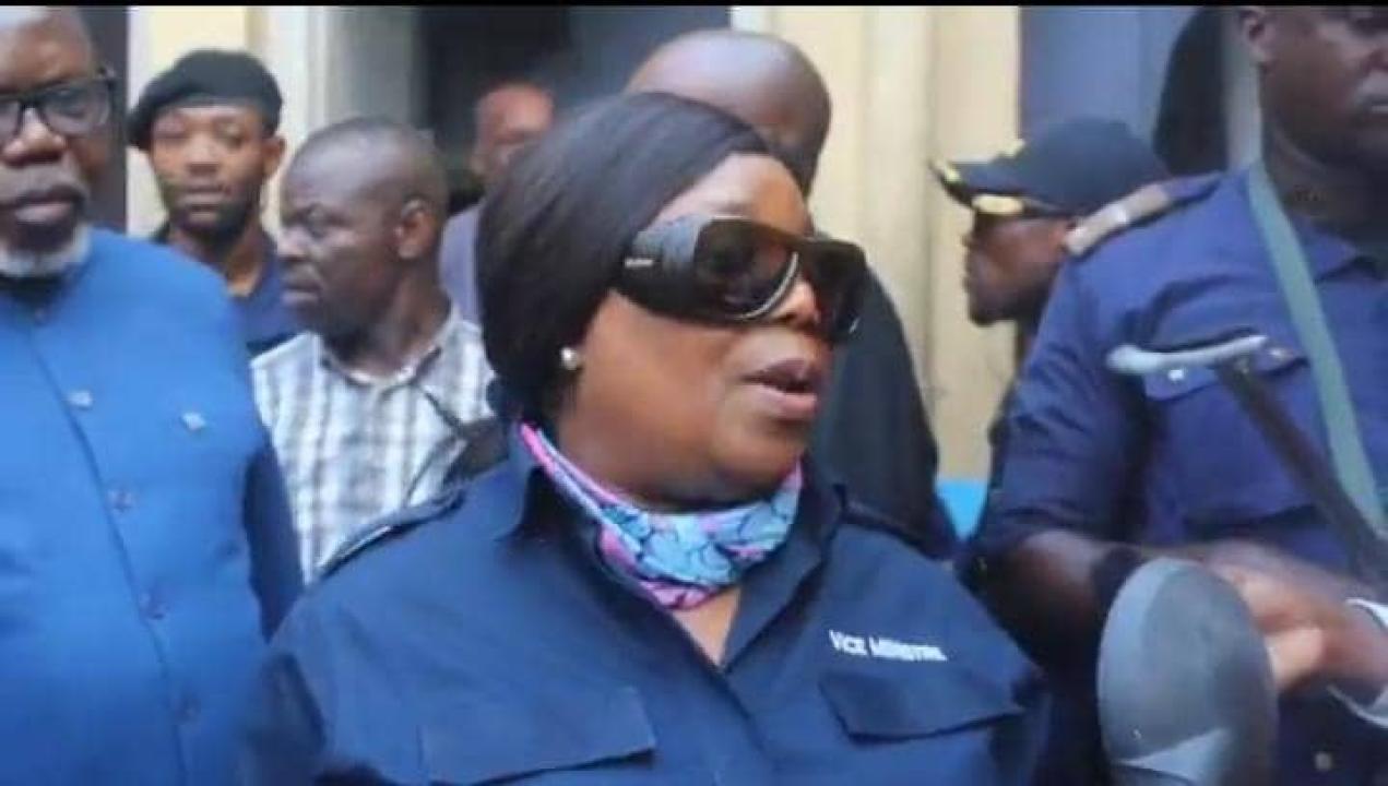 Eugénie Tshiela, vice-ministre de l'Intérieur, lors de sa desccente à Pompage, lundi 07 septembre 2026