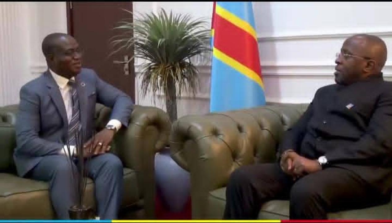 Le VPM en charge de l’Intérieur, Jacquemain Shabani Lukoo, et le nouveau représentant du HCR en RDC, Maurice Azonnankpo