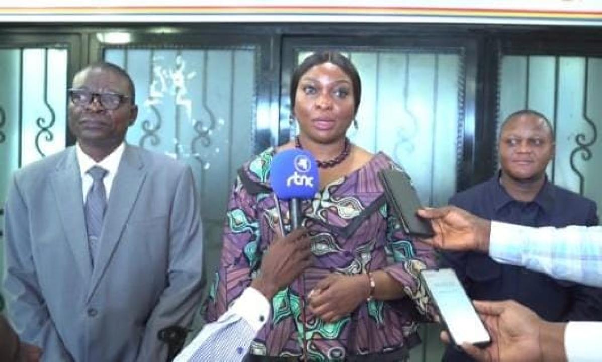 Vice-président Joëlle Mbamba, vice-présidente de la CNDH-RDC, au milieu, à gauche, commissaire national Jean-Richard Tshibanda, chargé des droits politiques et civils de la CNDH-RDC