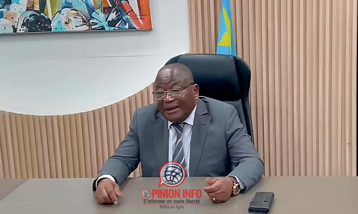 Paul Nsapu Mukulu,  président de la CNDH lors d’une interview avec Opinion-info.cd