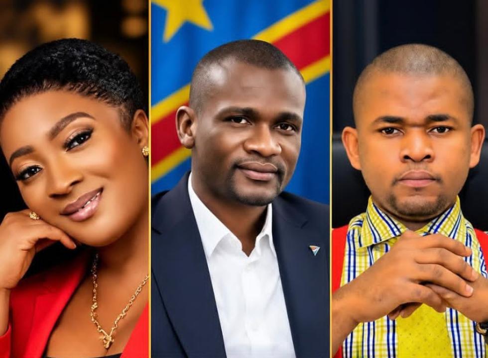 De gauche à droite : les journalistes Virginie Manganga, Gauthier Sey et Danny Nguba