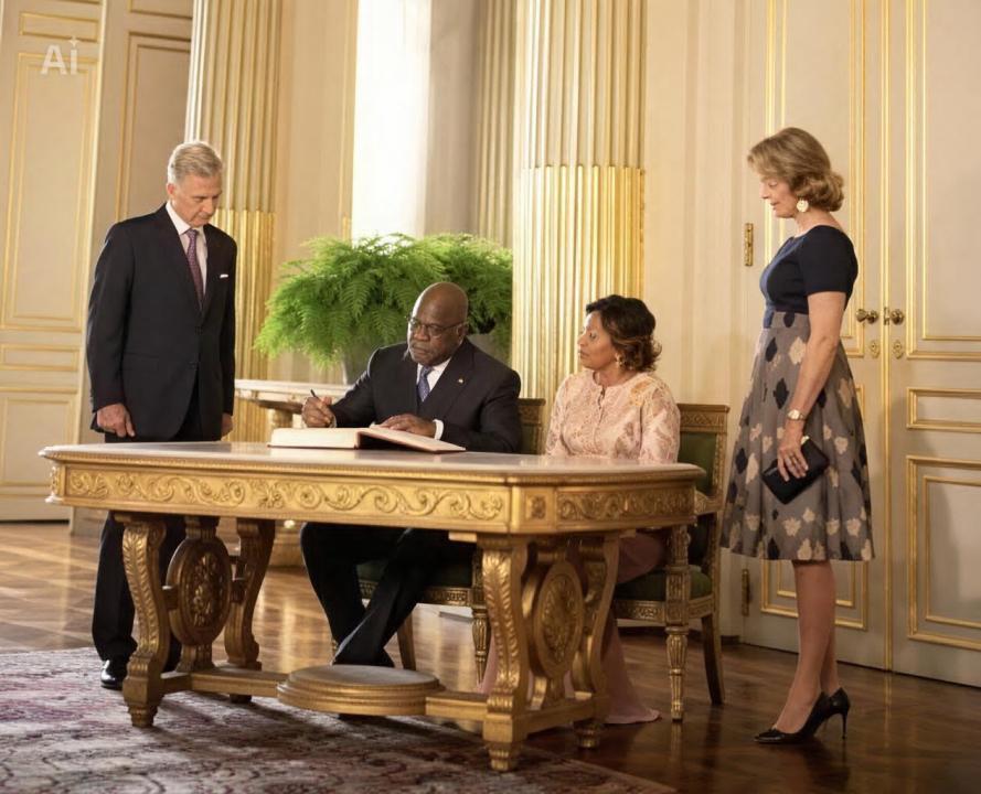 Le couple présidentiel congolais et le couple royal Belge, à Bruxelles