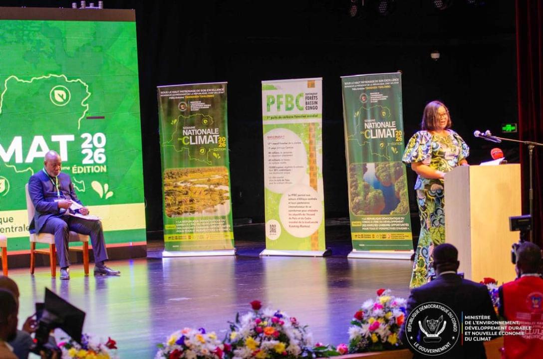 La ministre de l'Environnement, Marie Nyange Ndambo, lors du lancement de la Semaine nationale du climat, à Kinshasa