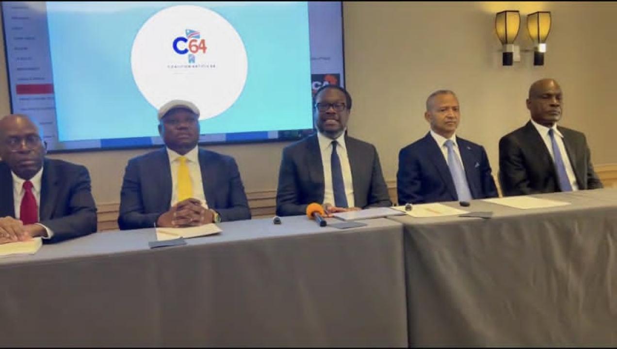 Les cinq dirigeants de l’opposition congolaise réunis au sein de la Coalition article 64 (C64), lors de leur rencontre à Rome, en Italie