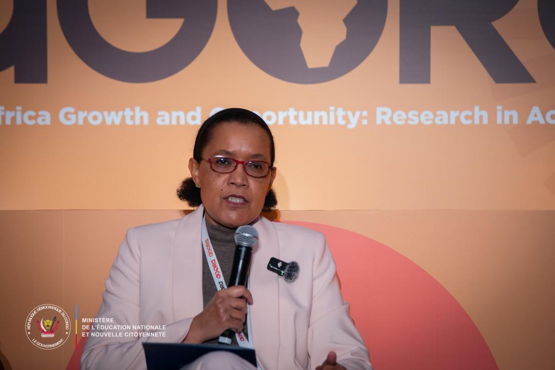 La ministre d’État, ministre de l’Éducation nationale et Nouvelle Citoyenneté, Raïssa Malu, lors de son intervention au panel ministériel de haut niveau de la conférence AGORA 2026, à Palerme, en Italie