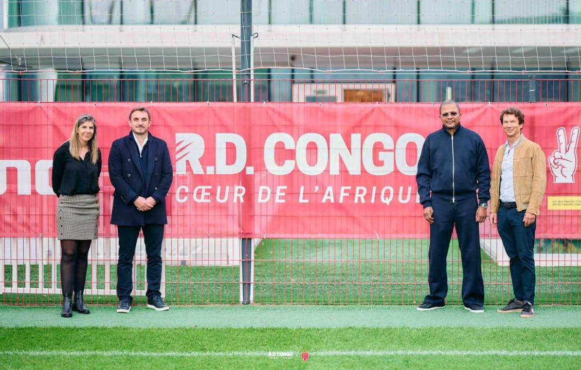 Le ministre des Sports, Didier Budimbu, et les dirigeants Monégasques à Monaco